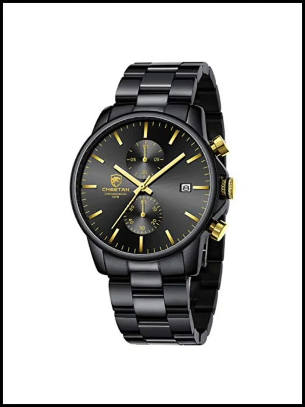 Mens Business Watch Stainless Steel Waterproof Chronograph Quartz Auto Date